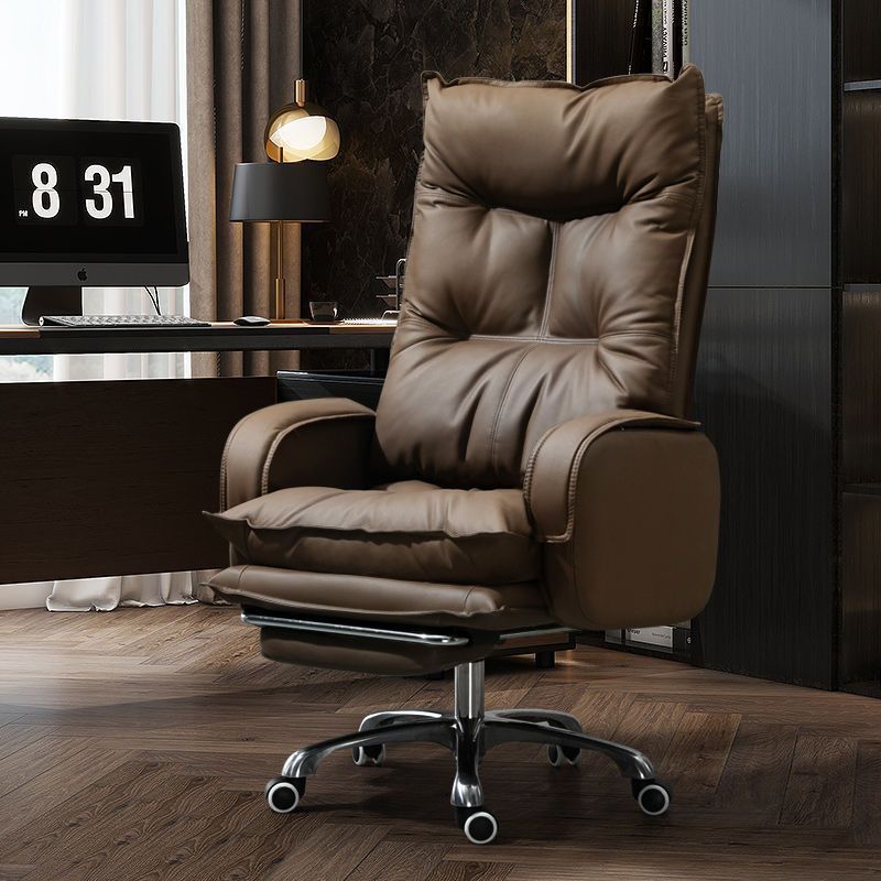 Office Chair, Comfortable for Long Sitting, Reclining Computer Chair, Home Dormitory Chair, Gaming Lazy Sofa Chair, Leather Executive Chair