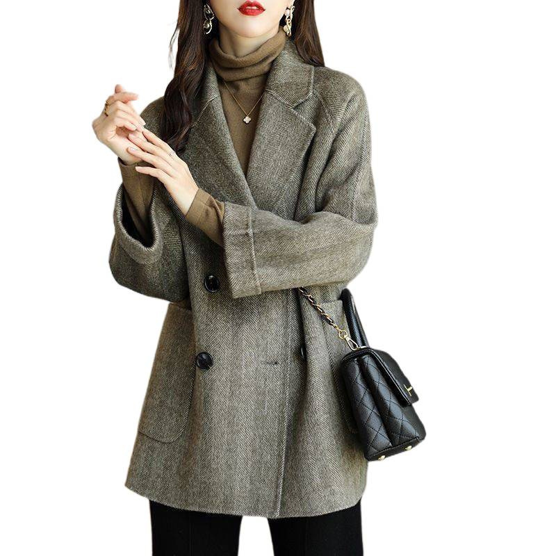 毛呢外套女2025秋冬季新款小个子加厚韩版修身气质中长款呢子大衣|undefined