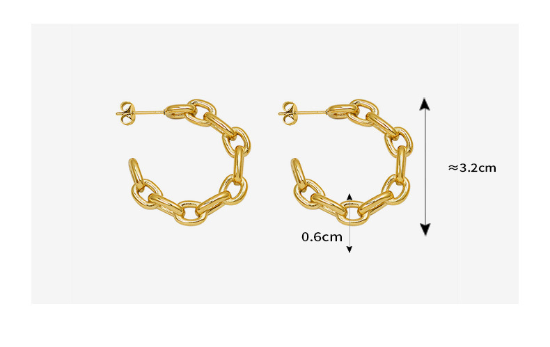 Interlocking C-shaped Earrings Titanium Steel Plated 18k Real Gold Earrings display picture 9