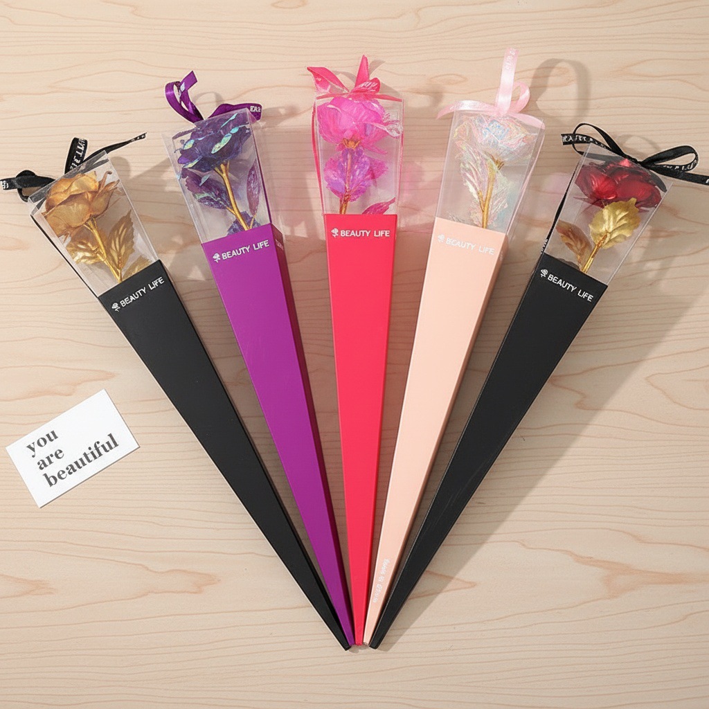 Caja de regalo de flores para el día de San Valentín, productos acabados de imitación de flores de oro, flores simples, regalos de alta calidad