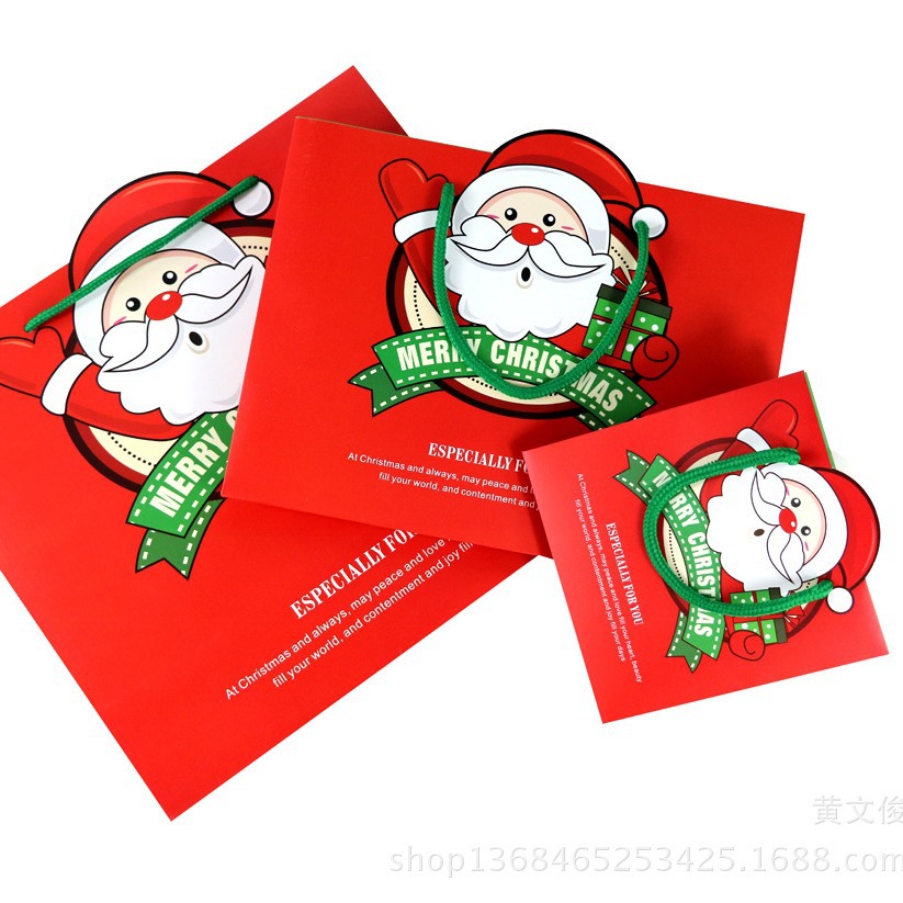 现货新款精美圣诞节礼物包装袋 平安夜苹果盒 圣诞专用礼品袋