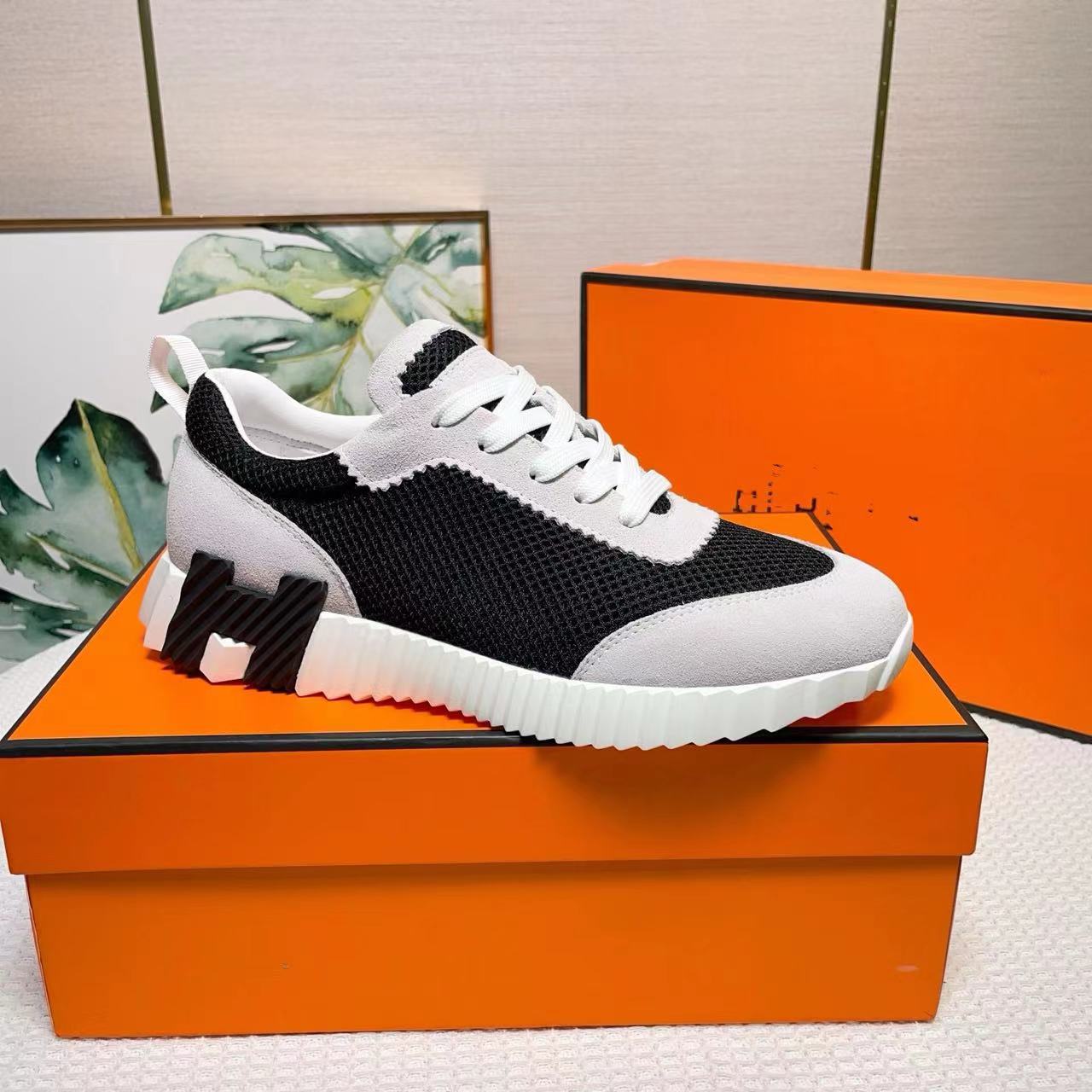 欧洲站新款男鞋透气时尚高端运动休闲鞋真皮百搭简约网面低帮鞋潮