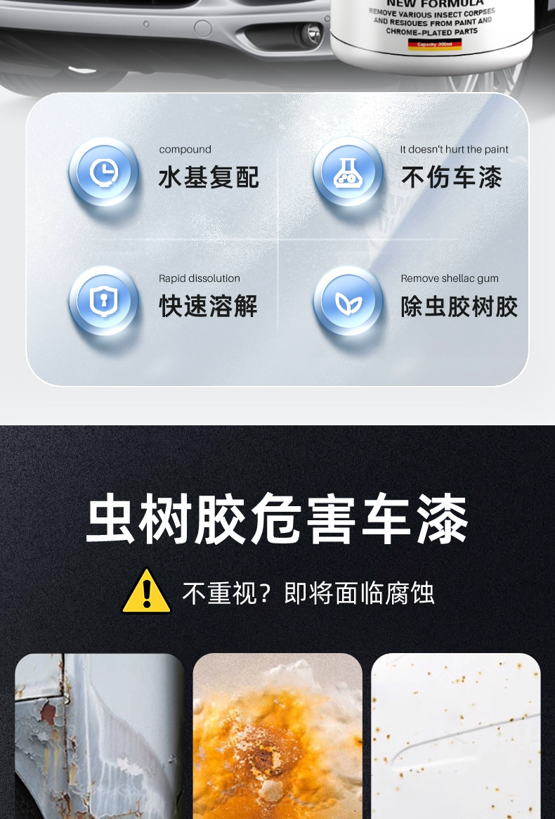 Ldiuttu Insect Glue and Tree Sap Cleaner, Bird Droppings Resin Remover, Stain Remover, Insect Glue and Tree Sap Remover