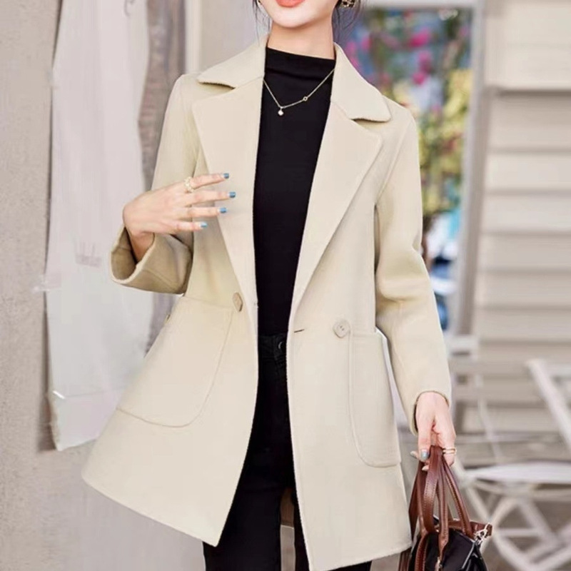 Cross-border Fashion Woolen Coat Women's 2024 Autumn and Winter New Korean Style Small Casual Cardigan Woolen Coat Women