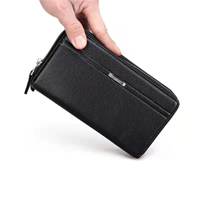 Suministro de comercio exterior Multi-tarjeta de embrague de los hombres cremallera doble embrague de negocios de los hombres de gran capacidad titular de la tarjeta clip de los hombres