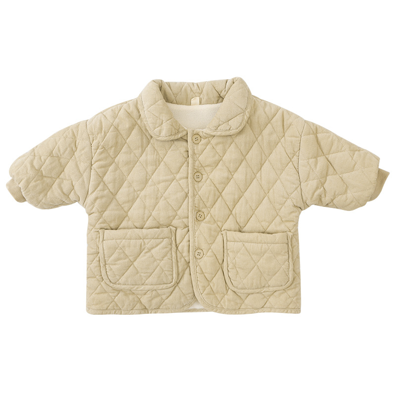 Abrigo de algodón para niños más terciopelo de longitud media de pana para niños chaqueta de algodón para niñas invierno grueso 2024 nueva chaqueta de bebé