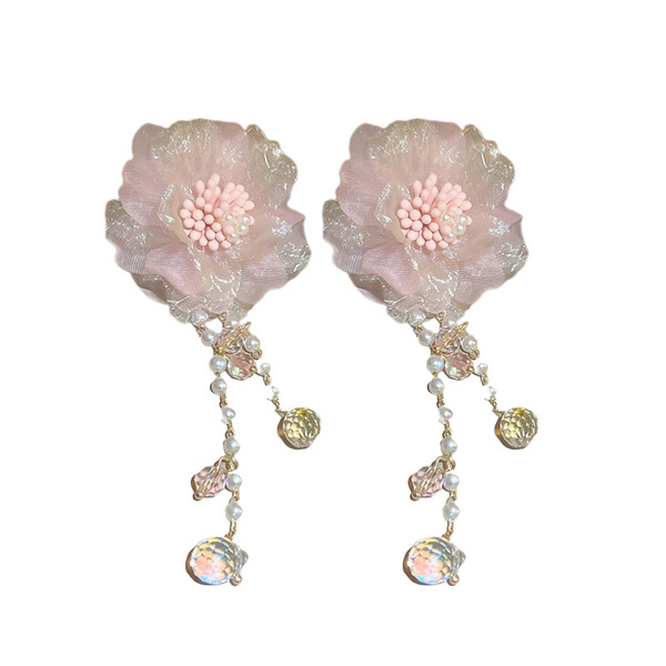 fuchsia fashionable design cute elegant earrings pearl