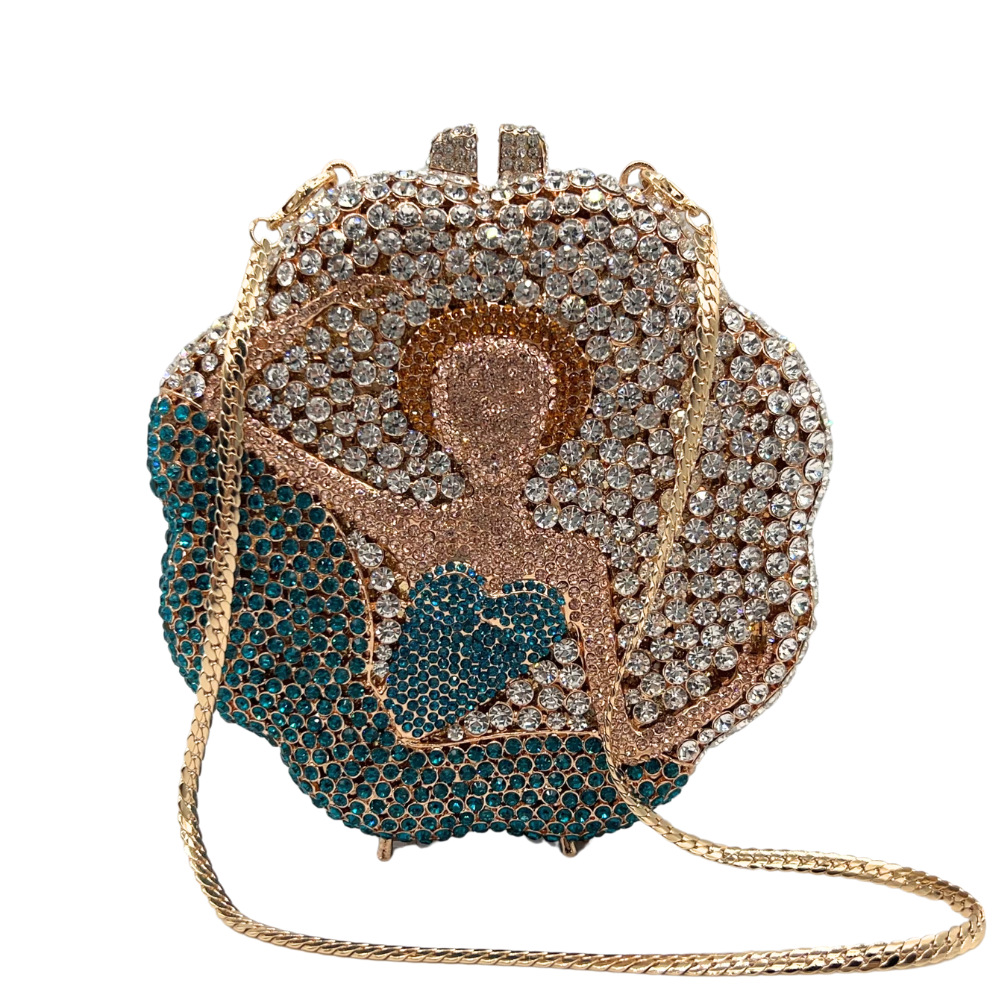 Túi clutch nữ đính đá pha lê thiết kế rỗng — Màu vàng kim, Cá tính đặt làm