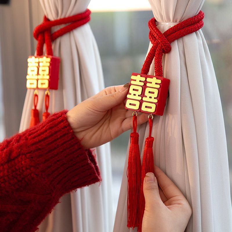 Cortina de boda correa de adsorción decoración cortina de flores decoración cortina de dormitorio de mujer decoración colgante