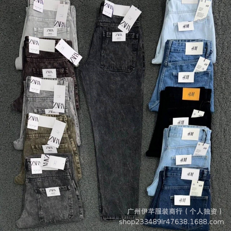Men's jeans欧米クロスボーダー男性ジーンズ韓国風ファッションポケット工装デニム長ズボン卸売り