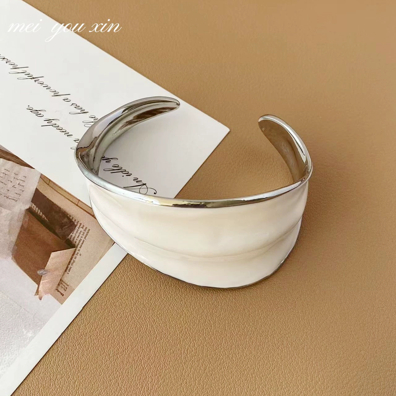 White enamel, bracelet, ring, earrings, set, high-quality style