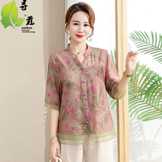 抖音爆款妈妈装新款中年衣服时尚中老年女装小衫新品上衣时尚服装