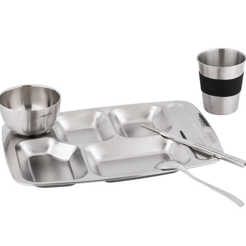 Stainless Steel Dinner Plate, Water Cup, Soup Bowl, Chopsticks, Spoon, Canteen Unit Tableware Custom Set, Dinner Plate, Dinner Plate