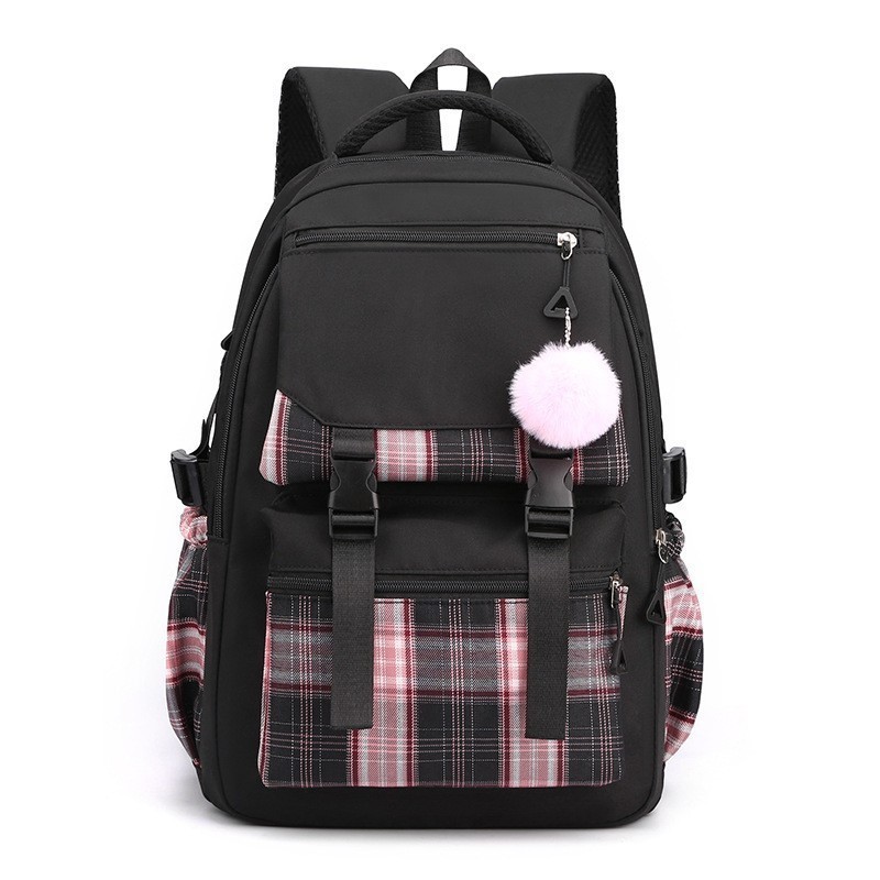 2025 New Style Schoolbag for Women, Korean Style, Fresh and Simple, Solid Color, Multi-Layered Computer Backpack for Junior High School Students