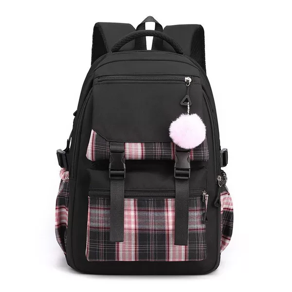 2025 New Style Schoolbag for Women, Korean Style, Fresh and Simple, Solid Color, Multi-Layered Computer Backpack for Junior High School Students