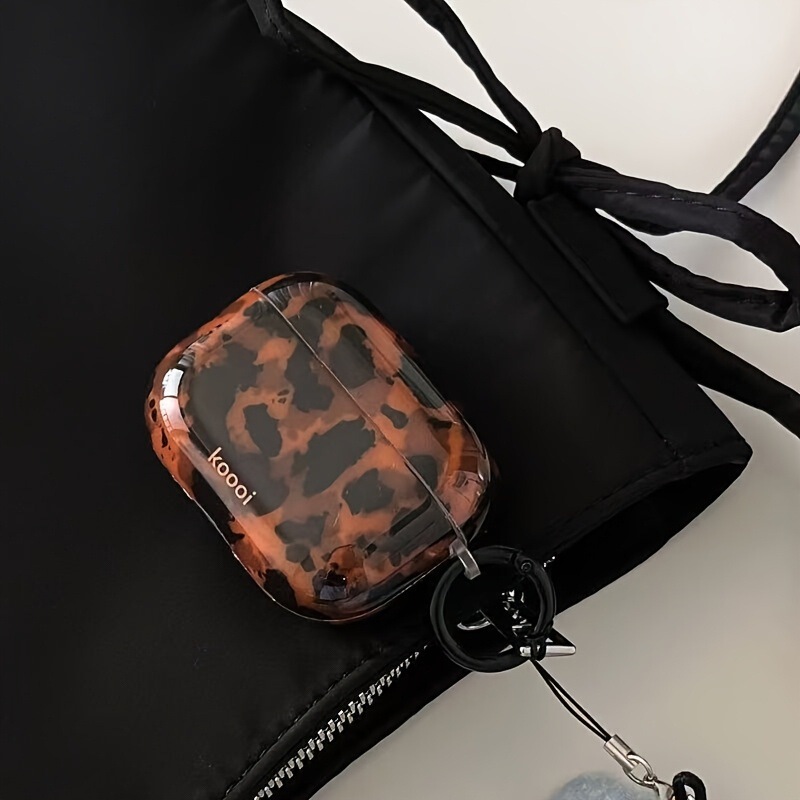 Amber Leopard Print Tortoise Shell Airpodspro2 Earphone Case Suitable for Apple 2/3/4 Generation Wireless Bluetooth Protective Cover Soft