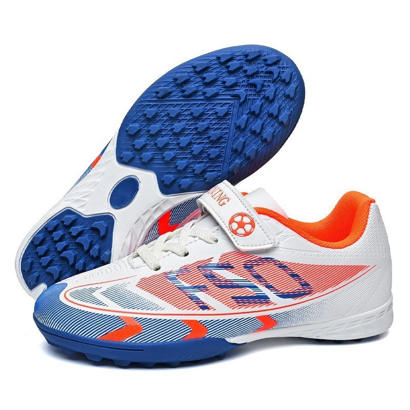 Zapatos de Fútbol Infantil con Velcro de Suela de TPU y Caucho con Amortiguación para Césped