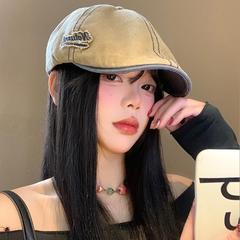 水洗牛仔前进帽女日系复古显脸小反戴贝雷帽百搭大头围画家帽子潮