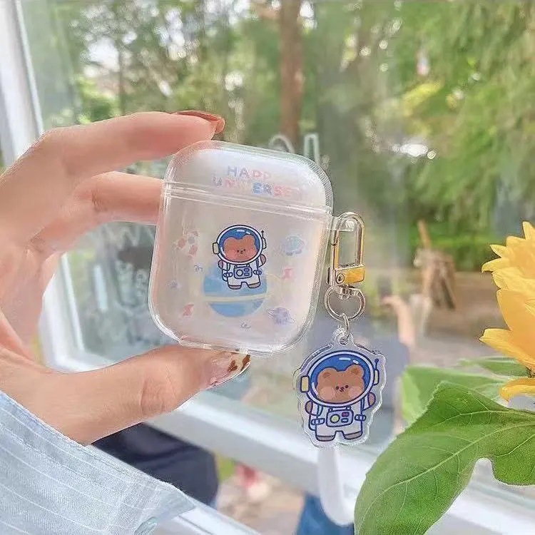 Cartoon Cute Space Bear Conejo para Apple Bluetooth inalámbrico auriculares airpods 4 auriculares cubierta protectora