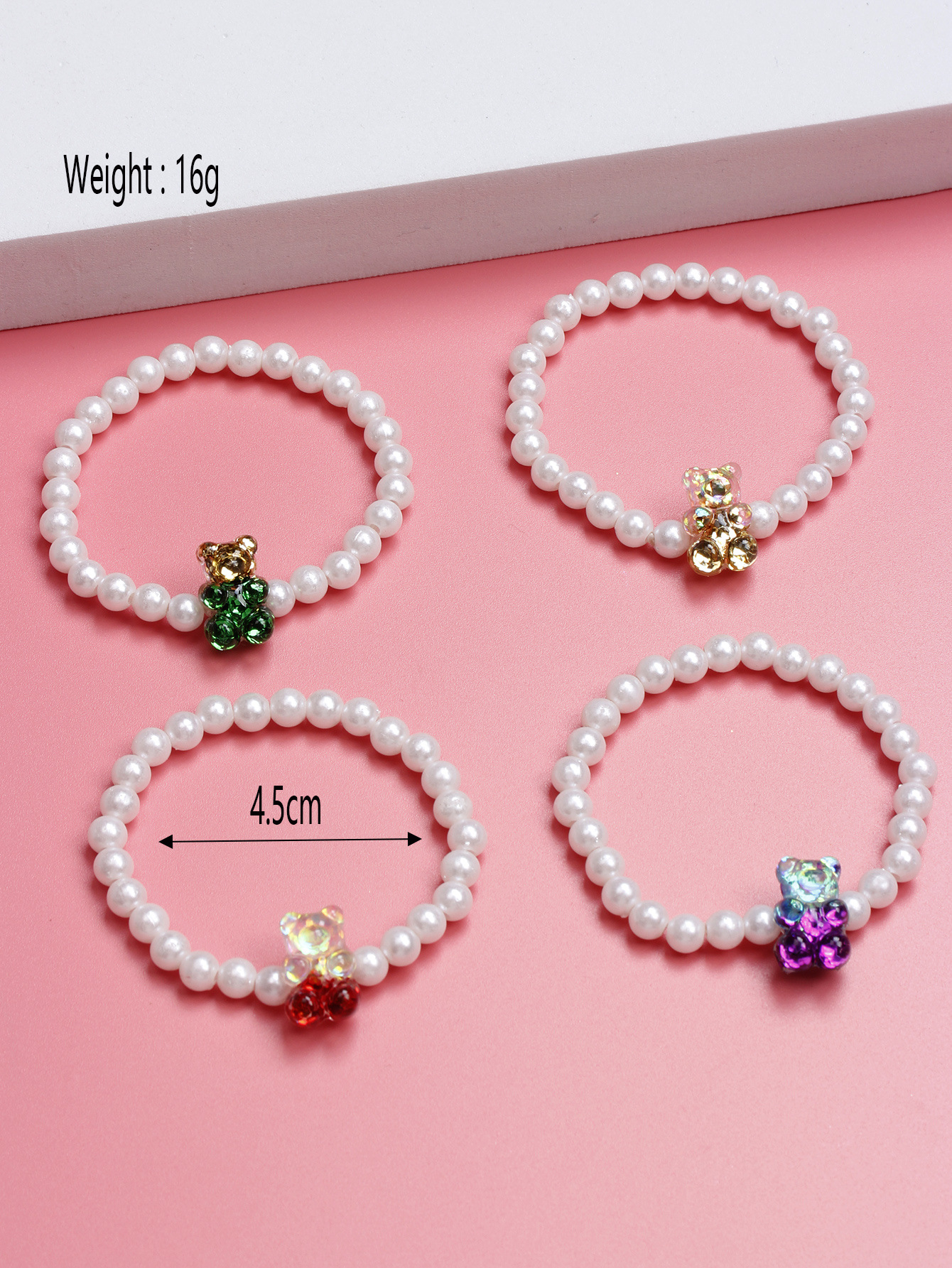 Cute Bear Plastic Handmade Artificial Pearls Bracelets