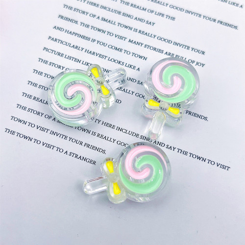 Droplet-shaped lollipop cartoon acrylic transparent beads with holes DIY bracelet stringing beads hair accessories components materials