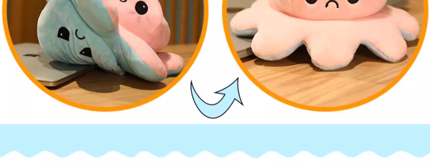 Face-changing Octopus Doll Double-sided Flip-on Expression Doll Plush Toy Sleeping Pillow Female Birthday Gift