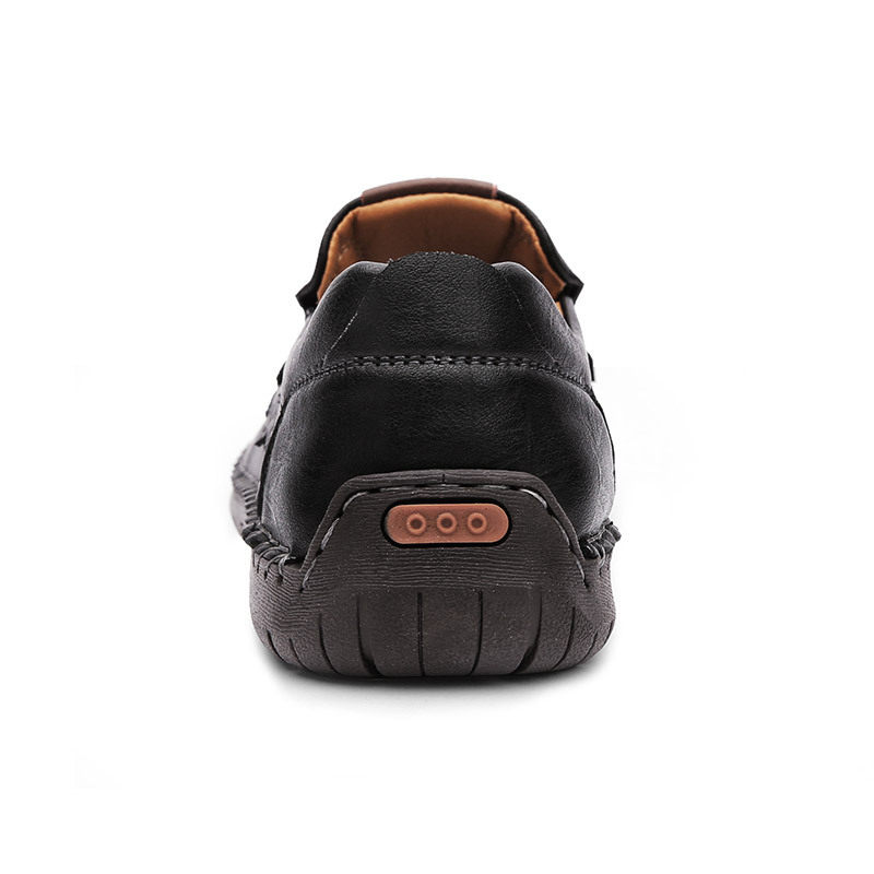 Giày lười nam da tổng hợp mũi tròn đế bằng, giày slip-on cỡ lớn may chỉ thủ công — 9918 Màu đen, 9918 nâu nhạt, 9918 nâu đậm