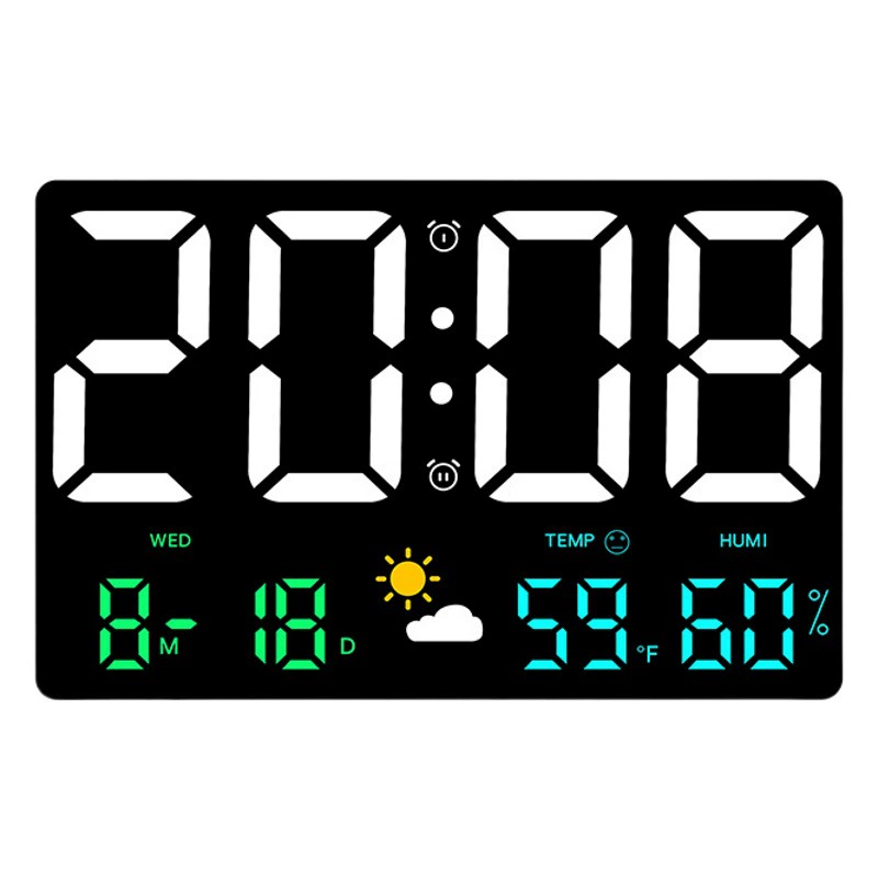 Трансграничные продажи большой экран настенные часы давление воздуха Индукционная температура и влажность погода часы Многофункциональные цветные часы погоды 8012