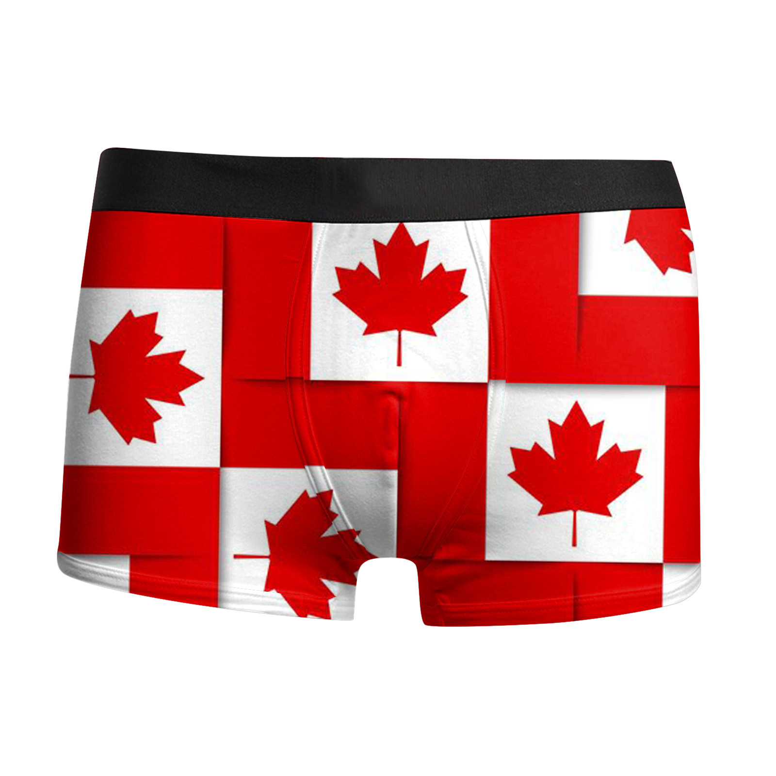 跨境亚马逊加拿大国旗系列成人男士内裤高弹中腰牛奶丝平角四角裤
