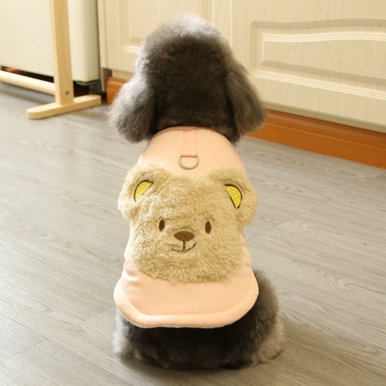 Питомническая одежда осень-зима трехмерный медведь утолщенная хлопковая одежда с петельками для пальцев одежда для животных зимняя одежда Бишон Тедди щенок одежда