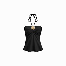 Q 38343 Y2K Vacation Floral Halter Top V�I�黨���� �羳���l