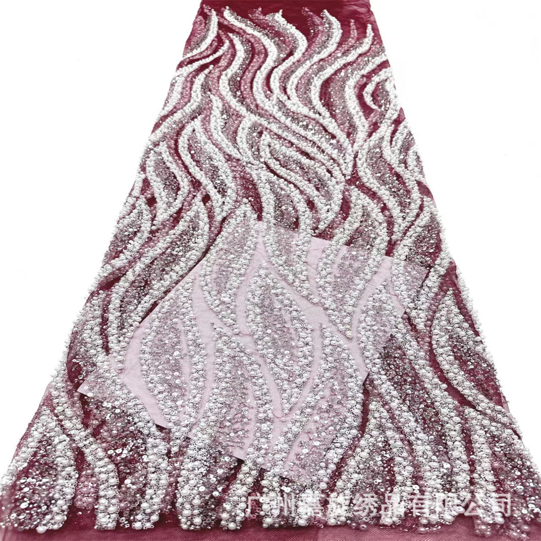 Moda streamlined cuentas de burbuja sequilla tela de malla vestido vestido vestido de boda vestido de rendimiento encaje cuentas de encaje