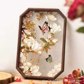 蝴蝶景泰蓝diy掐丝珐琅画材料包手工古风茶盘画摆件活动装饰画