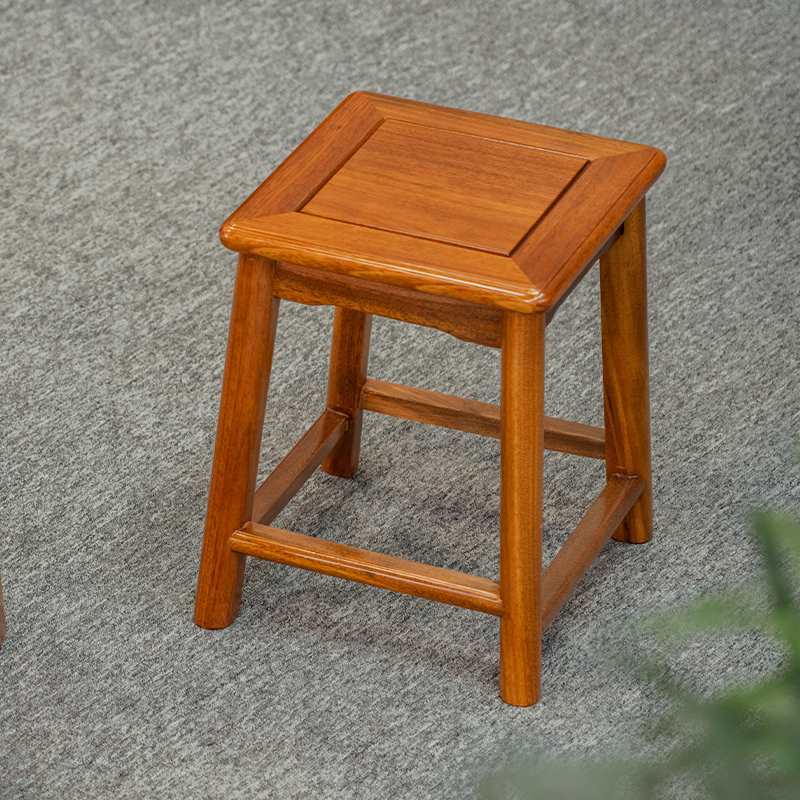Chinese-Style Solid Rosewood Adult Tea Stool Factory Yellow Sandalwood Small Stool Tea Table Chair Bench