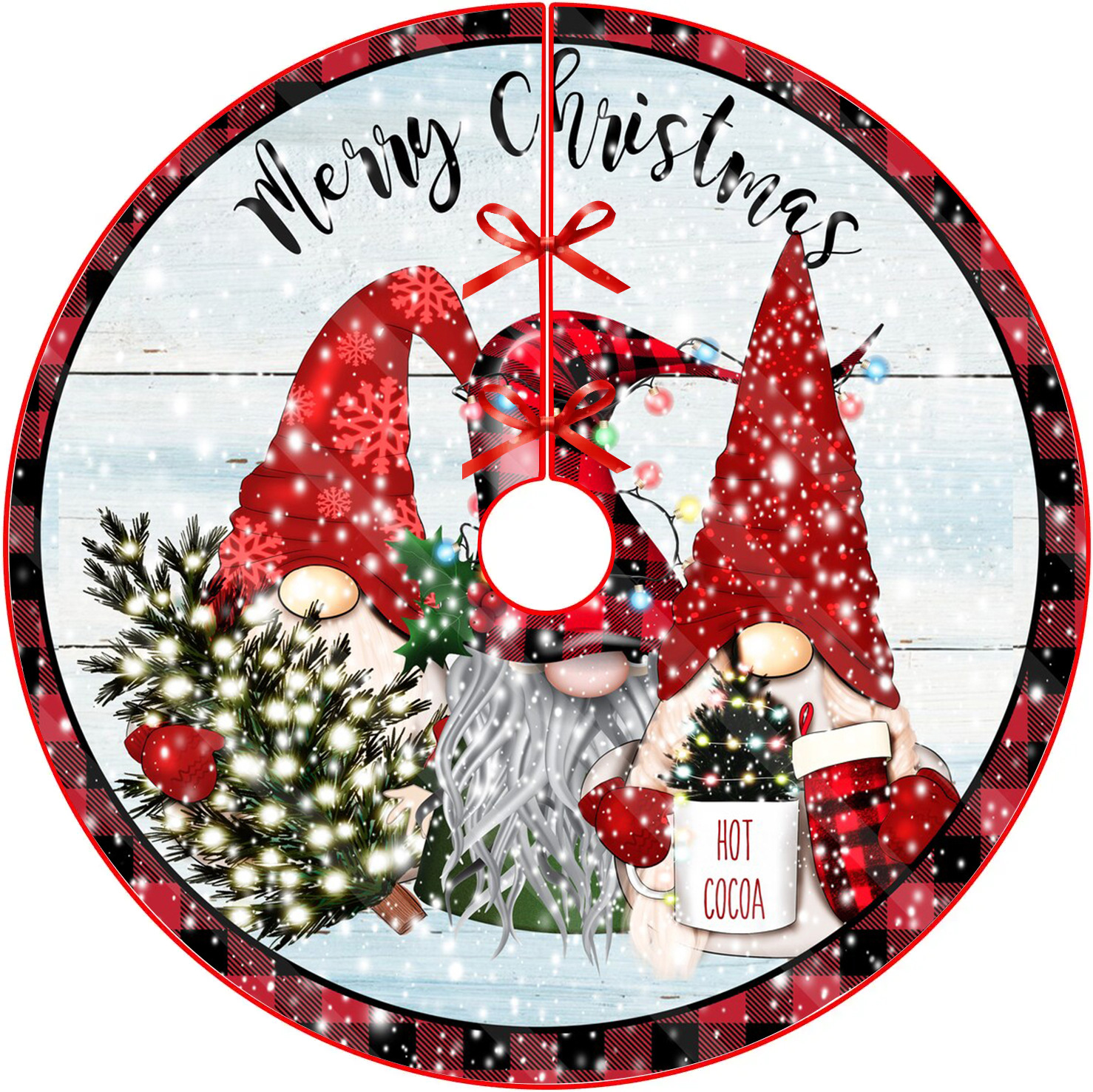 Falda del árbol de Navidad Decoración navideña falda del árbol muñeco de nieve Decoración del árbol de Navidad Alces rojos Falda del árbol de Santa