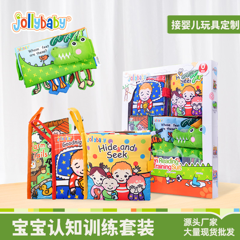 Jollybaby Reading Cognitive Training Gift Set 0-3 años Baby Baby Libro de tela Educación temprana Juguetes educativos