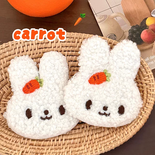 Cute Cartoon Plush Carrot Bunny Bangs Stickers for Girls, Sweet and Versatile Hair Accessory Wholesale