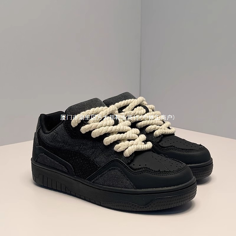 Autumn Men's Casual Versatile Trendy Sneakers Black Warrior Hong Kong Style Trendy Brand Cool Design Niche