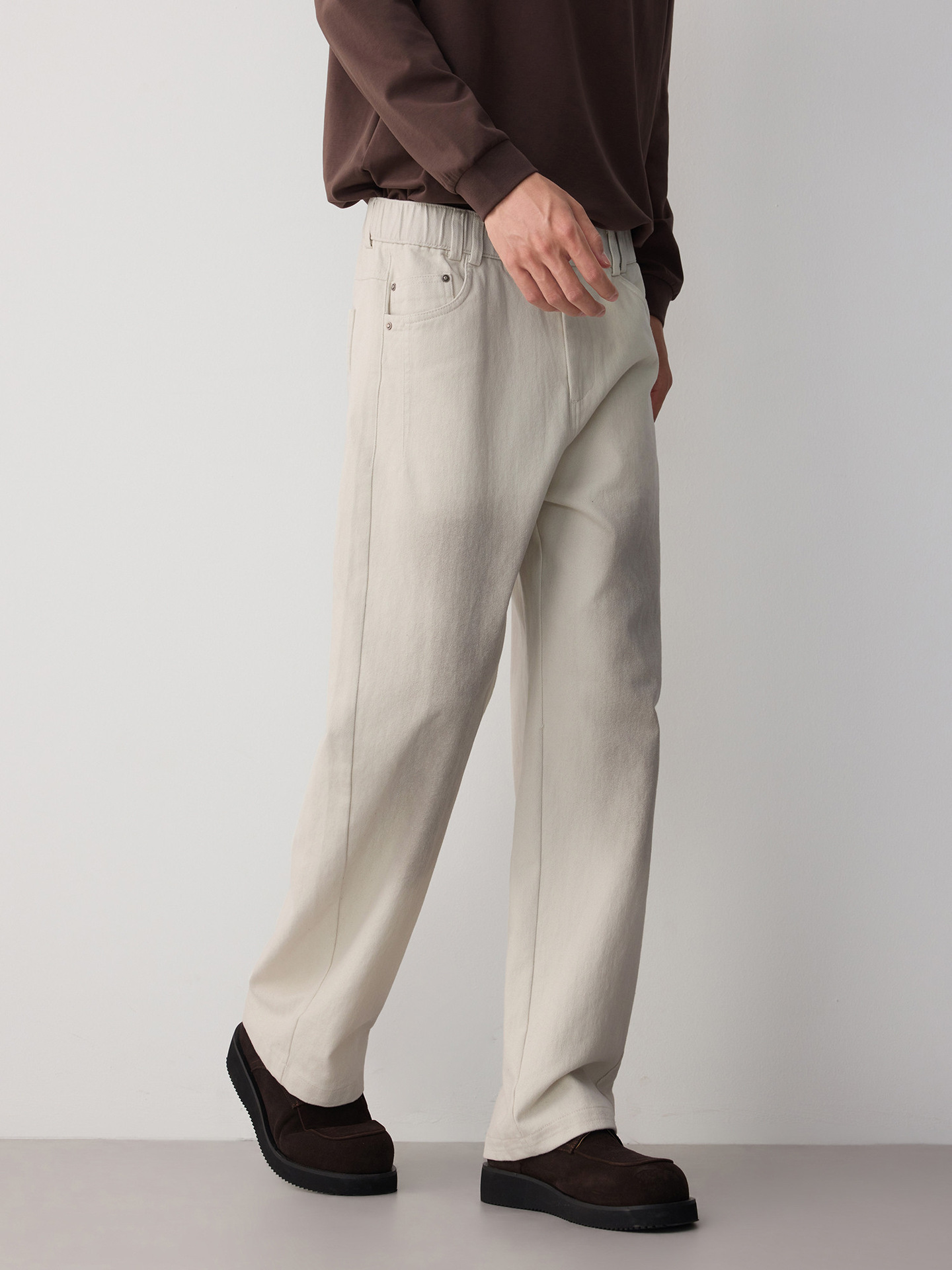 Quần jean nam ống rộng phong cách đường phố, chất liệu cotton, hiệu ứng làm cũ — đen