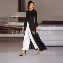 2025跨进电商亚马逊新款纯色时尚宽松休闲舒适钉扣女装连体裤新品