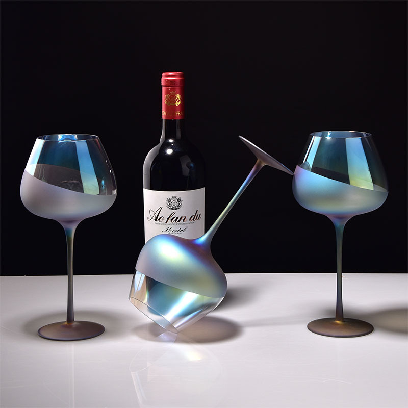 新款创意水晶玻璃红酒杯离子镀炫彩工艺葡萄酒杯洋酒杯如日方升杯