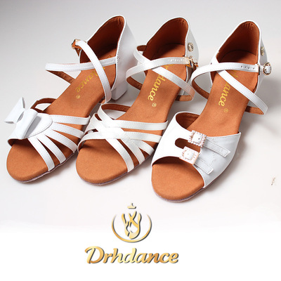 DRHdance专业拉丁舞鞋儿童女孩舞蹈鞋软底练功女童中跟少儿跳舞鞋|ms