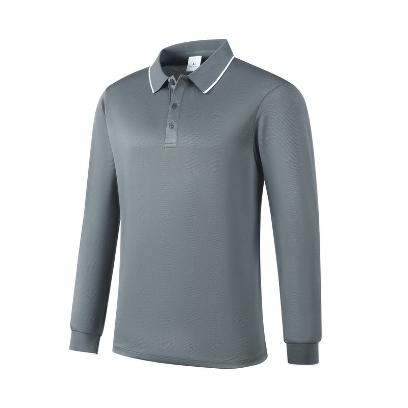 8878-1 Long-Sleeved Polo Shirt, Cross-Border Hot Seller, L-5Xl (European Size 2Xs-2Xl) (Bulk, No Packaging Bag)
