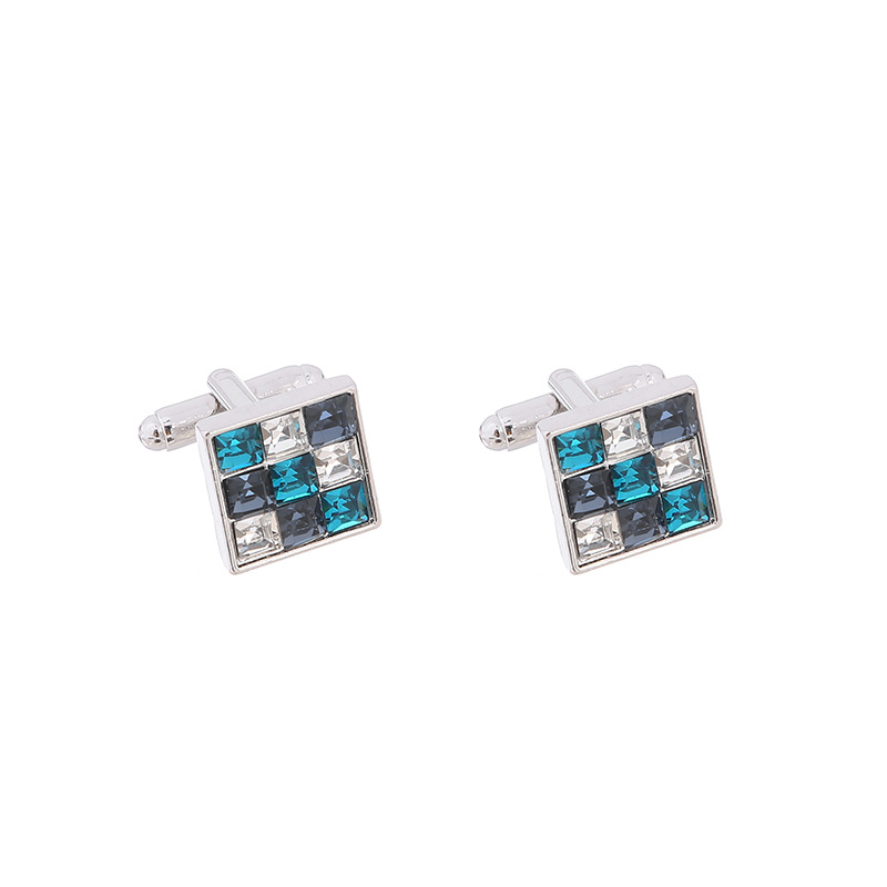 New Square Color Diamond Zircon Cufflinks Fashion Men's Shirt French Cufflinks_voghion.com