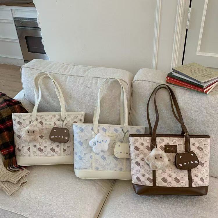 韩版ins卡通小猫单肩包包女大容量可爱烤面包手提托特包时尚背包