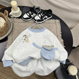 韩版童装男童套装2026年新款春季小男孩洋气时髦百搭休闲卫衣卫裤