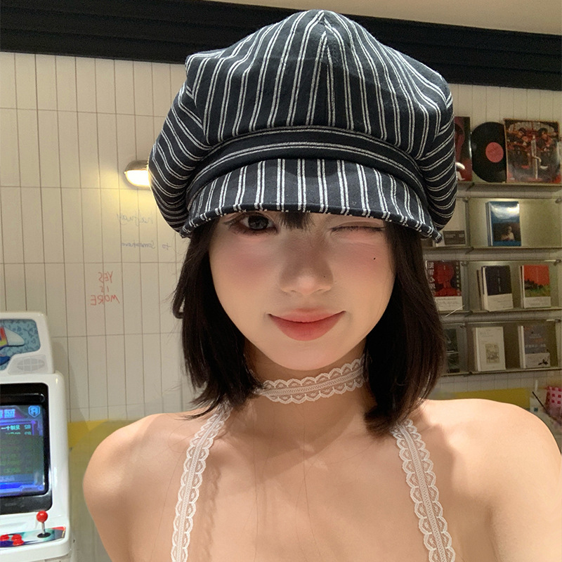 高级感贝雷帽子女秋冬季时尚百搭显脸小画家帽清新甜美八角报童帽|undefined