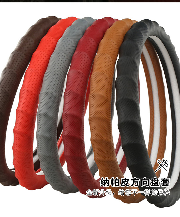 Cross-Border Napa Leather Hand-Shaped Style Car Steering Wheel Cover for 4S Store Car Interiors, Suitable for All Seasons