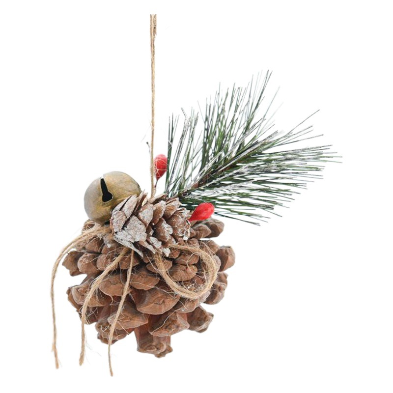 Spot Navidad piña color original árbol de Navidad fruta de pino decoración navideña colgante de fruta seca material de bricolaje colgante