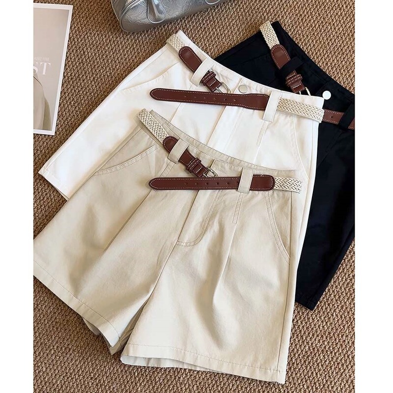 Real shot 2025 new version of the network red hot girls high Denim wash cotton fabric Joker high waist shorts wide leg pants